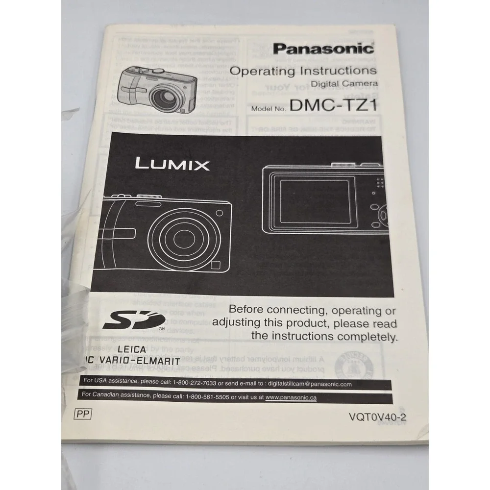 Camera Panasonic Digital Lumix DMC-TZ1 5.0MP Black Tested-Many Extras Works